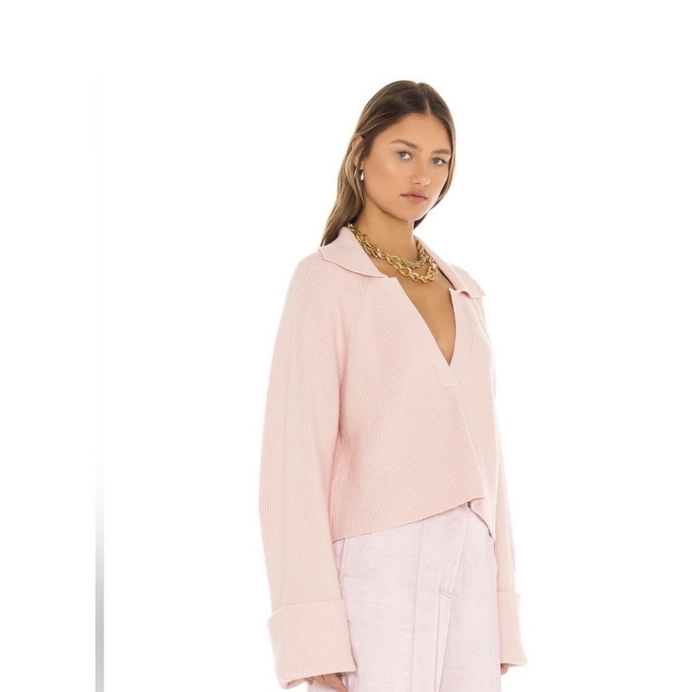 L'Academie Jersey Harvey Blush Pink Ribbed Knit Sweater XS Revolve Top - Picture 3 of 9